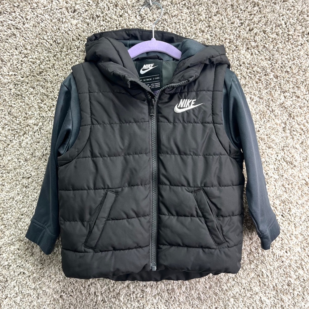 Nike Jacket Boys 3T Black Hooded Puffer Hybrid